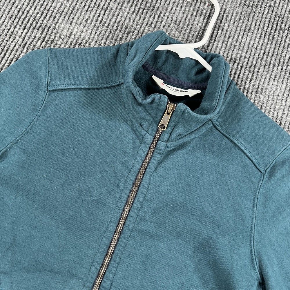 American Giant Jacket Womens Small Teal Blue Full Zip Cotton Fleece Made USA